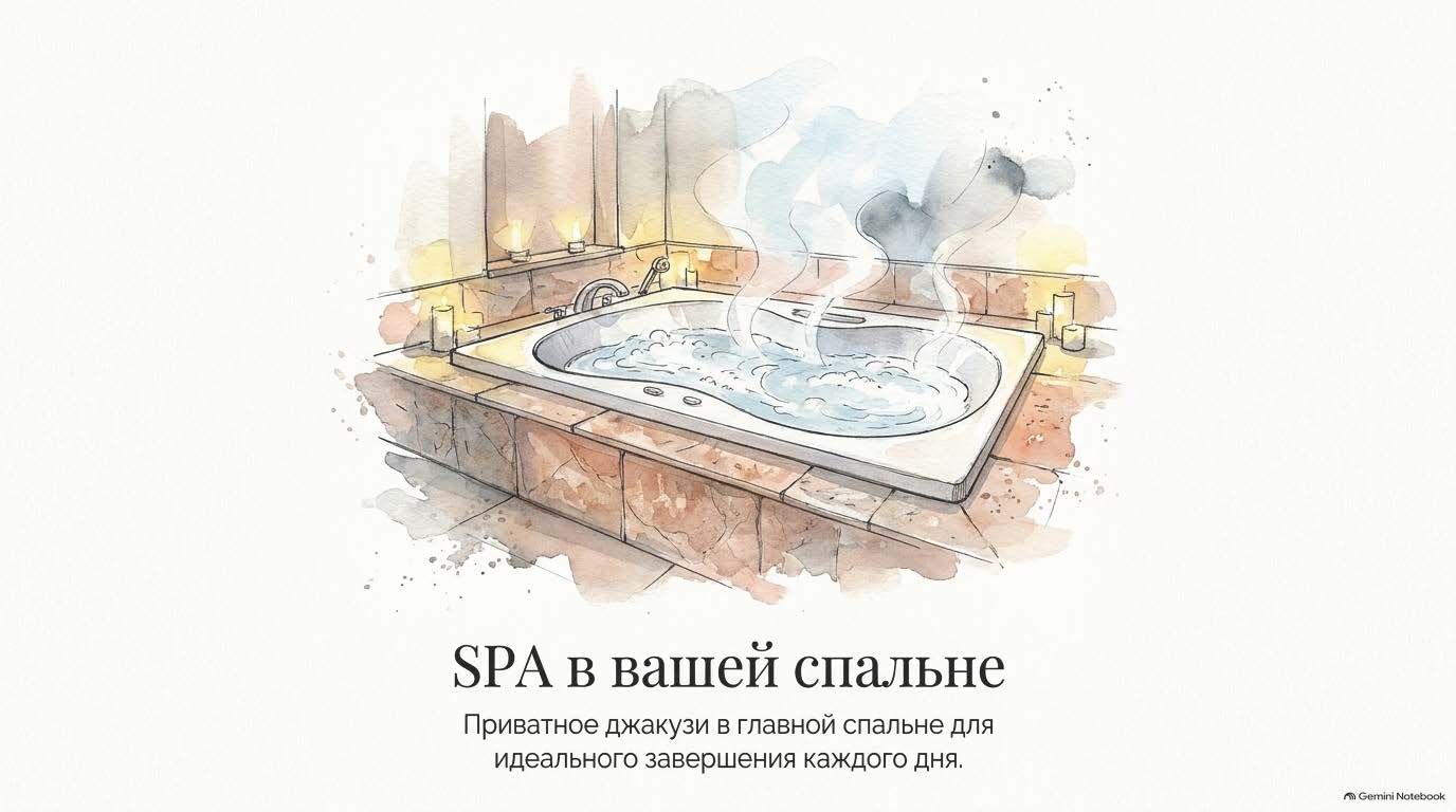 Главная спальня с джакузи и гардеробной