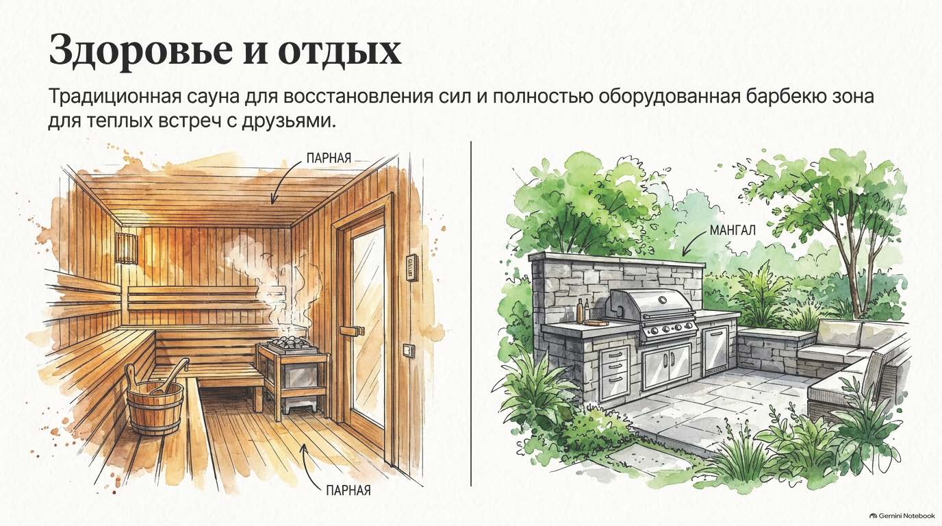 Зона барбекю и сауна